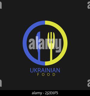 Symbol für ukrainisches Essen. Vektordarstellung.Vektorsymbol für Gabel und Messer Stock Vektor