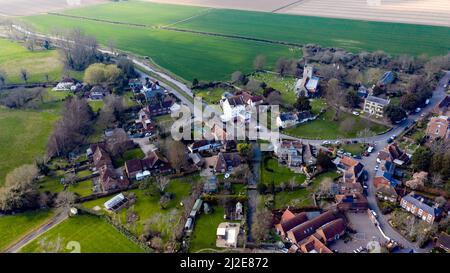 Luftaufnahme des Dorfes Wickhambreaux,. Kent Stockfoto