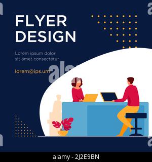 Menschen, die gemeinsam an einem Projekt arbeiten. Zusammenarbeit, Ideen. Flache Vektorgrafik. Startup-Projekt-Konzept kann für Präsentationen, Banner, Websi verwendet werden Stock Vektor