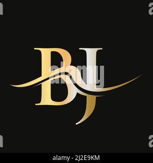 BJ-Logo mit Schriftzug. Ursprüngliche Vorlage für BJ-Logos. BJ Monogramm Geschäfts- und Firmenlogo Stock Vektor