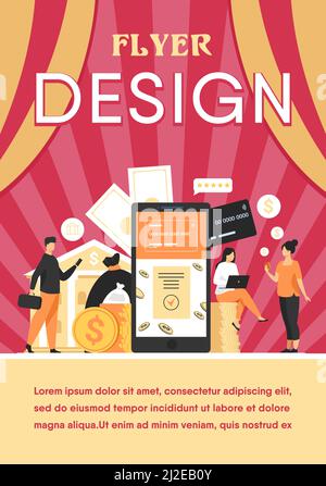 Menschen mit Smartphones über mobile Banking-App. Mann und Frau mit digitalen Geräten, die Online-Zahlungen leisten. Vektor-Illustration für Geld, Fintech, tr Stock Vektor