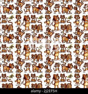 Niedliche Tiere Cartoon nahtlose Hintergrund Illustration Stock Vektor