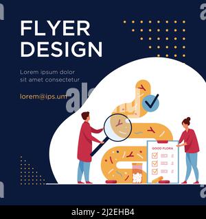 Winzige Ärzte untersuchen Magen-Darm-Trakt und Verdauungssystem isoliert flachen Vektor Illustration. Abstrakt Darm Mikroorganismen und freundlich Stock Vektor