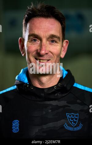 Sussex's James Kirtley, T20 Cheftrainer bei einer Fotoanbringung auf dem Central County Ground 1. in Hove. Bilddatum: Donnerstag, 31. März 2022. Stockfoto