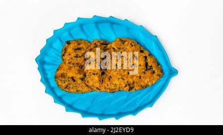 Nahaufnahme Gujarati Snacks Muthia Auf Dem Teller Stockfoto