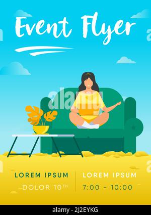 Frau sitzt auf dem Sofa mit Laptop-Computer und lächelt. Online, Isolation, Studie flache Vektor-Illustration. Freiberufliches und digitales Technologiekonzept fo Stock Vektor