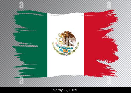 Mexiko Flagge Pinselstrich, Nationalflagge auf transparentem Hintergrund Stockfoto