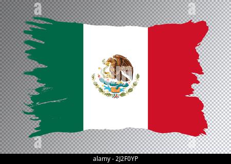 Mexiko Flagge Pinselstrich, Nationalflagge auf transparentem Hintergrund Stockfoto