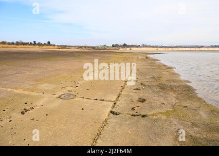 Ehemalige Hovercraft-Landerampen und -Pads am Ramsgate zum Calais-Terminal in Pegwell Bay, Cliffsend, Kent. Stockfoto