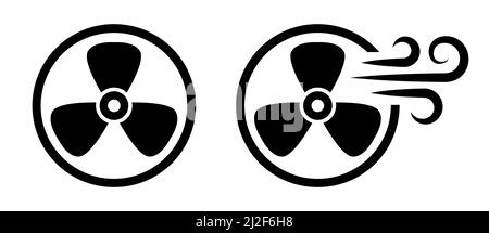 Symbol für die Vektorgrafik des Lüfters oder drehenden Ventilators für das Luftkühlsystem Stock Vektor