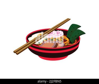 Detaillierter Ramen mit Essstäbchen Illustration Vektor Stock Vektor