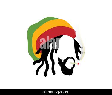 Rastafarian Symbol mit einem Mann Rauchen Weed Illustration Vektor Stock Vektor