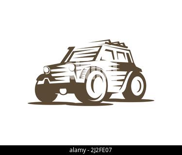 Geländewagen im Geländewagen mit Silhouette Style Vector Stock Vektor