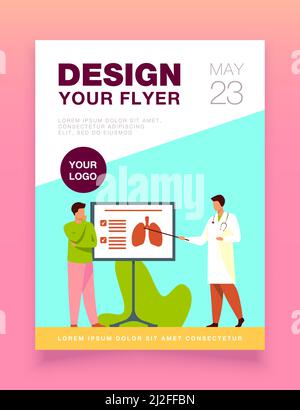 Arzt erzählt dem Patienten von der Lunge. Vortrag, Krankheit, Atmung flache Vektor-Illustration. Medizin und Gesundheitskonzept für Banner, Website des Stock Vektor