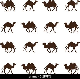 Vektor nahtlose Muster von schwarzen verschiedenen Kamel Silhouette isoliert auf weißem Hintergrund Stock Vektor