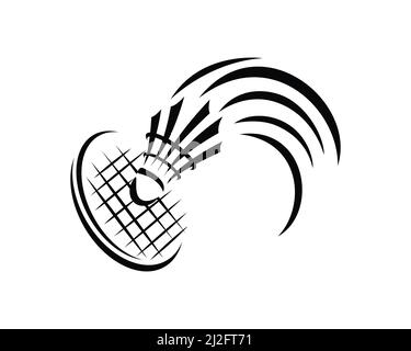 Badminton Spiel mit Schläger und Shuttlecock Silhouette Vector Stock Vektor