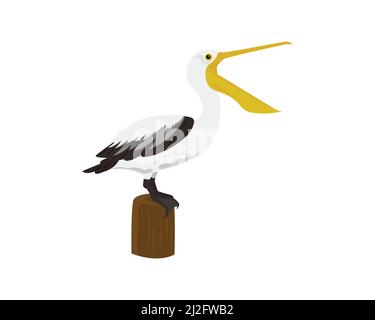 Stehender Pelikan mit geöffnetem Mund Illustration Vektor Stock Vektor