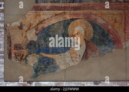 heilige - Fresko des 12.. Jahrhunderts - Piacenza, Italien, Kirche des Hl. Antonino Stockfoto