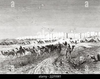 Mauern und Imam Ali Moschee oder Imam Ali Schrein bekannt als Ali Masjid oder Ali Moschee, Najaf, Irak. Wallfahrt nach Nedjed, Wiege der arabischen Rasse von Lady Anna Blunt 1878-1879, Le Tour du Monde 1882 Stockfoto