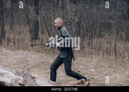 Sehr blutiger Krieg zwischen Russland und der Ukraine. Stockfoto