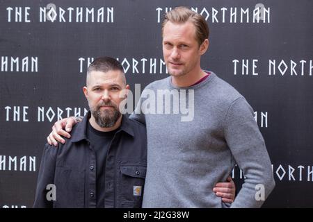 1. April 2022, Rom, Italien: Alexander Skarsgard und Robert Eggers nehmen an der Fotoaufnahme des Films ''der Nordmann''' in Rom Teil (Bildquelle: © Matteo Nardone/Pacific Press via ZUMA Press Wire) Stockfoto