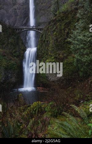 Multnomah Falls Touristenziel in der Columbia River Gorge, Oregon Stockfoto