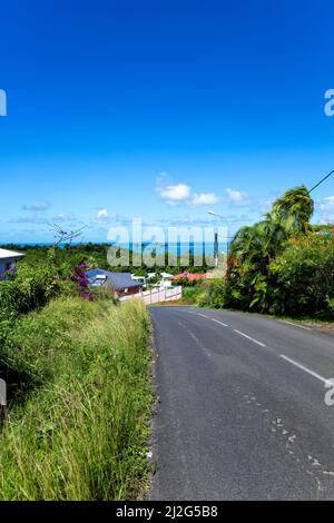 Nördlich von Basse-Terre, Guadeloupe, kleine Antillen, Karibik. Blick vom Chemin de Bellevue /Bellevue Road/. Stockfoto