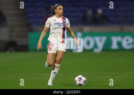 Lyon, Frankreich, 31.. März 2022. Delphine Cascarino aus Lyon während des UEFA Womens Champions League-Spiels im Groupama Stadium, Lyon. Bildnachweis sollte lauten: Jonathan Moscrop / Sportimage Kredit: Sportimage/Alamy Live News Stockfoto