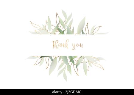 Dankeskarte floral Dschungel Rahmen Postkarte Vorlage mit Textbeispiel Stock Vektor
