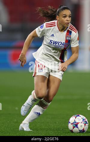 Lyon, Frankreich, 31.. März 2022. Delphine Cascarino aus Lyon während des UEFA Womens Champions League-Spiels im Groupama Stadium, Lyon. Bildnachweis sollte lauten: Jonathan Moscrop / Sportimage Kredit: Sportimage/Alamy Live News Stockfoto