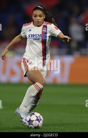 Lyon, Frankreich, 31.. März 2022. Delphine Cascarino aus Lyon während des UEFA Womens Champions League-Spiels im Groupama Stadium, Lyon. Bildnachweis sollte lauten: Jonathan Moscrop / Sportimage Kredit: Sportimage/Alamy Live News Stockfoto