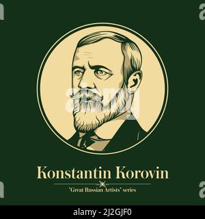 Großer russischer Künstler. Konstantin Korovin war ein führender Maler des russischen Impressionismus. Stock Vektor