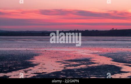 Wunderschöner Sonnenuntergang Bei Low Tide Über Strangford Lough Stockfoto