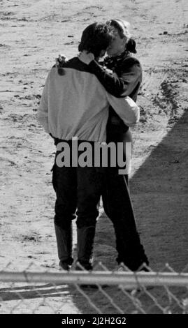 Offene Fotos von Sylvester Stallone & Brigitte Nielsen im LA Equestrian Center. Anfang der 1980er Jahre Kredit: Ron Wolfson / MediaPunch Stockfoto