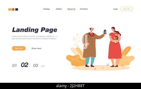 Kinderarzt gibt Mutter Medizin für Kind. Frau hält Baby, Beratung alten Arzt flache Vektor-Illustration. Kinderarzt, Gesundheitswesen HE-Konzept Stock Vektor