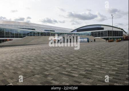 Heerenveen, Niederlande. 1. April 2022. HEERENVEEN, NL. APRIL 1T. Die Eisbahn Thialf während des ROLOEF THIJS BOKAAL auf der Eisbahn Thialf, Heerenveen am Freitag, 1.. April 2022. (Kredit: Ian Charles | MI News) Stockfoto