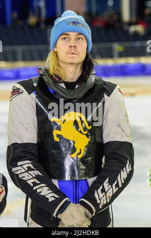 Heerenveen, Niederlande. 1. April 2022. HEERENVEEN, NL. APRIL 1. Atte Suolammi (Finnland), während des ROLOEF THIJS BOKAAL auf der Eisbahn Thialf, Heerenveen am Freitag, den 1.. April 2022. (Kredit: Ian Charles | MI News) Stockfoto