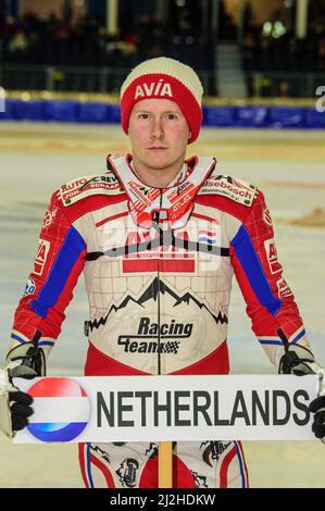 Heerenveen, Niederlande. 1. April 2022. HEERENVEEN, NL. APRIL 1. Niek Schaap (Niederlande) während des ROLOEF THIJS BOKAAL auf der Eisbahn Thialf, Heerenveen am Freitag, 1.. April 2022. (Kredit: Ian Charles | MI News) Stockfoto