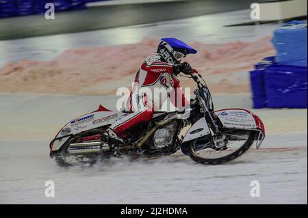 Heerenveen, Niederlande. 1. April 2022. HEERENVEEN, NL. APRIL 1. Martin Posch in Aktion während des ROLOEF THIJS BOKAAL auf der Eisbahn Thialf, Heerenveen am Freitag, 1.. April 2022. (Kredit: Ian Charles | MI News) Stockfoto