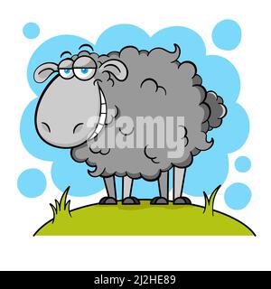 Lustige Cartoon Schwarze Schafe Stock Vektor
