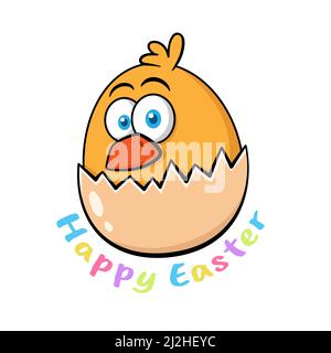 Frohe Ostern Hübsch Küken Im Ei Shell Stock Vektor