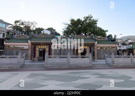 13 11 2021 der Sai Kung Hip Tin Tempel und der Tin Hau Tempel im Sai Kung District, New Territories, sind historische Gebäude der Klasse II in Hongkong Stockfoto