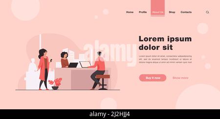 Menschen, die gemeinsam an einem Projekt arbeiten. Zusammenarbeit, Ideen. Flache Vektorgrafik. Startup-Projekt-Konzept kann für Präsentationen, Banner, Websi verwendet werden Stock Vektor