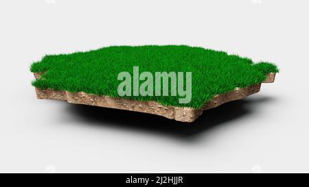 Eine Darstellung der Sierra Leone Karte aus dem Jahr 3D, die aus Gras- und Gesteinsstruktur auf weißem Hintergrund besteht Stockfoto
