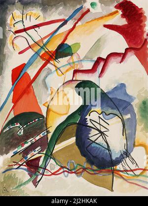 Gemälde von Wassily Kandinsky, 1910s. Entwurf für Bild mit weißem Rand I (1913). Aquarell. Stockfoto