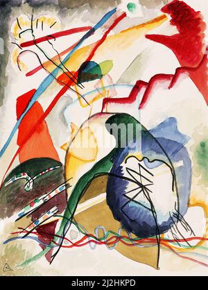 Gemälde von Wassily Kandinsky, 1910s. Entwurf für Bild mit weißem Rand I (1913). Stockfoto