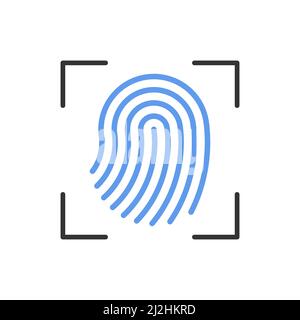 Schwarz-blaues Vektorsymbol für Fingerabdruck-Scan Stock Vektor