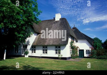 Traditionelles Friesenhaus in Keitum, Sylt, Schleswig-Holstein, Deutschland, Europa Stockfoto