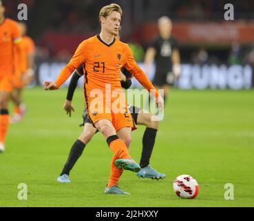 firo: 03/29/2022, Fuvuball, Fußball: DFB-Nationalmannschaft, Männer, MV§nner, Testspiel, Lv§nderspiel, Freundschaftsspiel, Holland, NL, Niederlande GER, - Deutschland 1: 1 Frenkie de Jong, Single Action, NL Stockfoto