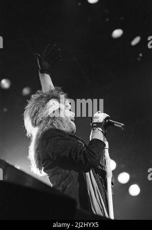 Bon Jovi bei Monsters of Rock, Castle Donington. Im Bild Jon Bon Jovi. 22.. August 1987. Stockfoto